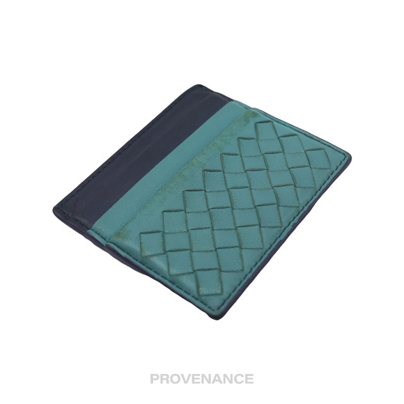 🔴 Bottega Veneta Card Holder Wallet - Blue Intrecciato - Picture 6 of 6